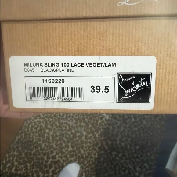 Christian Louboutin Black Lace and Metallic Gold Slingback Pumps - Picture 11 of 11